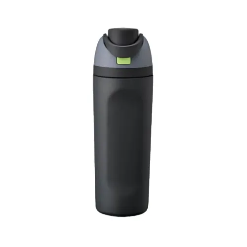 Insulated thermal bottle with hermetic closure straw and transport hook black color - capacity 600 ml