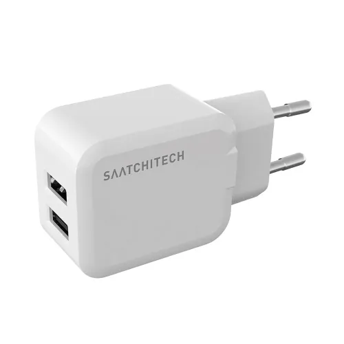 Chargeur mural double USB-A 12 W couleur blanche