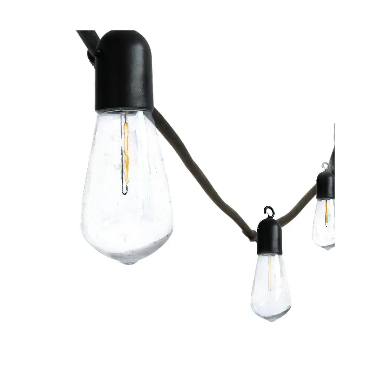 Catena luminosa a LED con 10 lampadine a luce calda lunghezza 4.5 m alimentazione con pannello solare