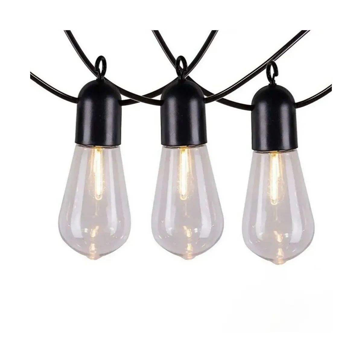 Catena luminosa a LED con 10 lampadine a luce calda lunghezza 4.5 m alimentazione con pannello solare
