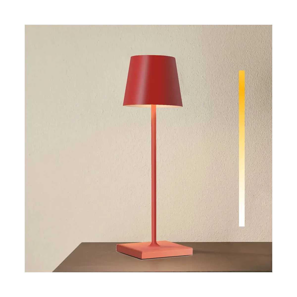 Lampada da tavolo ricaricabile dimmerabile 5 W in metallo - rosso