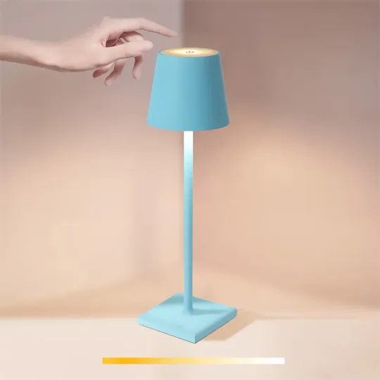 Lampada da tavolo ricaricabile dimmerabile in metallo - azzurro