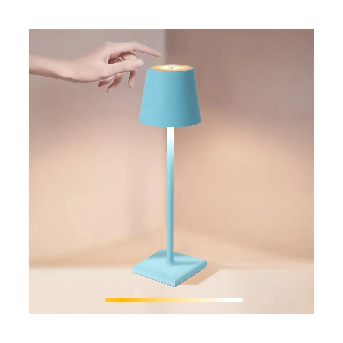 Lampada da tavolo ricaricabile dimmerabile in metallo - azzurro