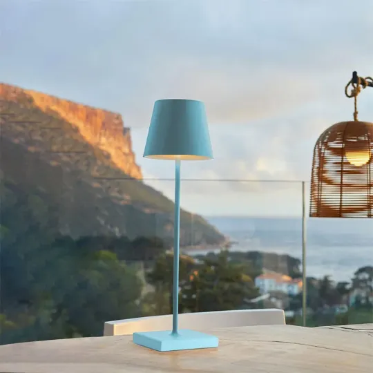 Lampada da tavolo ricaricabile dimmerabile in metallo - azzurro