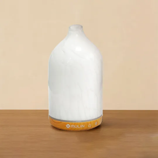 Diffuseur d'Arômes en Verre avec Éclairage LED RGB 150ML Blanc