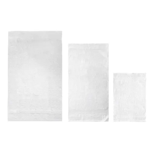 Set Asciugamani in Spugna 3 Pezzi 100% Cotone – Telo Bagno 90×140 cm, Asciugamano 50×100 cm e Ospite 40×60 cm Bianco