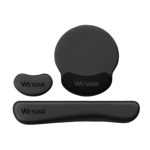 Set Ergonomico Mouse Pad con Poggiapolso e Supporto per Tastiera in Memory Foam Nero