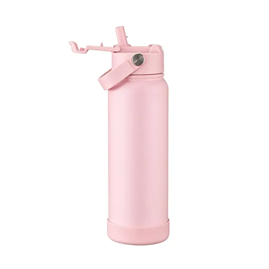 800 ml Vacuum Insulated Stainless Steel 316 Water Bottle with Straw Pink