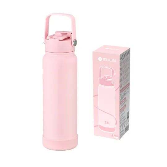 800 ml Vacuum Insulated Stainless Steel 316 Water Bottle with Straw Pink
