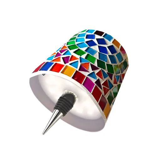 Rechargeable Handmade Mosaic Bottle Lamp - Rainbow