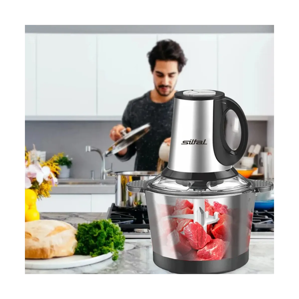 Stainless steel electric meat chopper