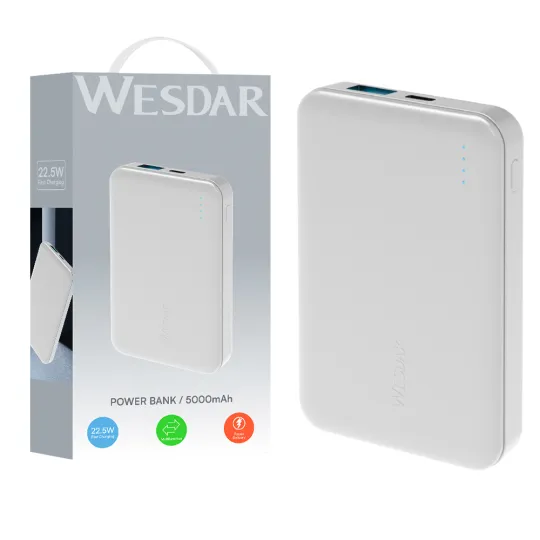 5000mAh Power Bank with 22.5W Fast Charging, Type-C and USB